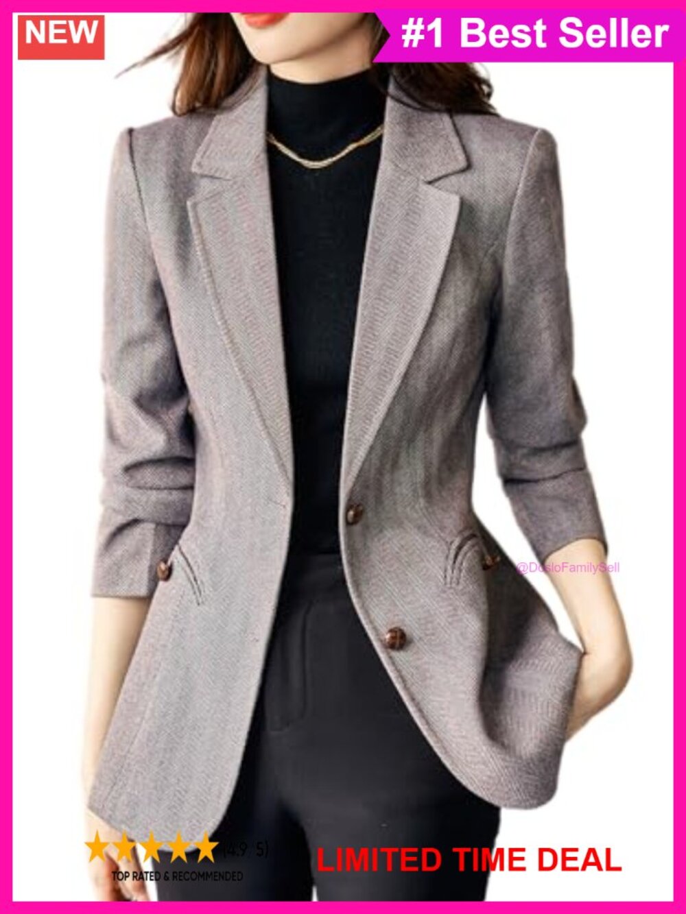 Wool Blend Plaid Herringbone Blazer Jacket Notch Lapel Slim Fit
